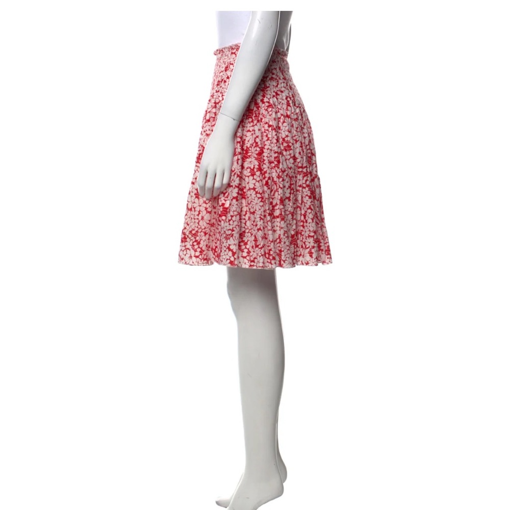 Burberry London Red Pleated Knee Length Ruffle Flowy Skirt - Picture 2 of 10